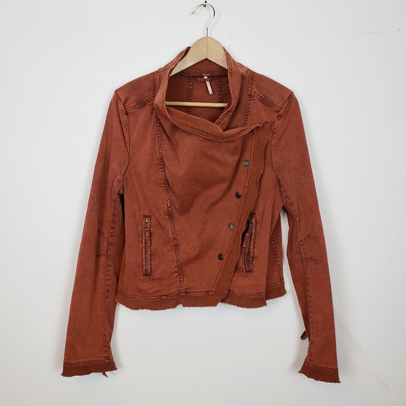 Free People Burnt Orange Rust Asymmetrical Moto M - Picture 2 of 8